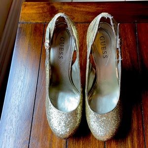 Guess gold glitter heels